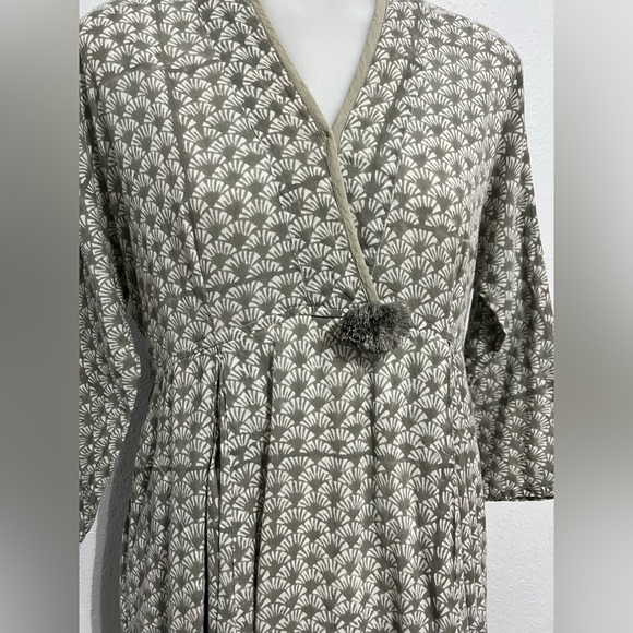 Zen Ethic French Designed Made in India Robe Bohème Raj Pompom Parvati Dress - Picture 2 of 11